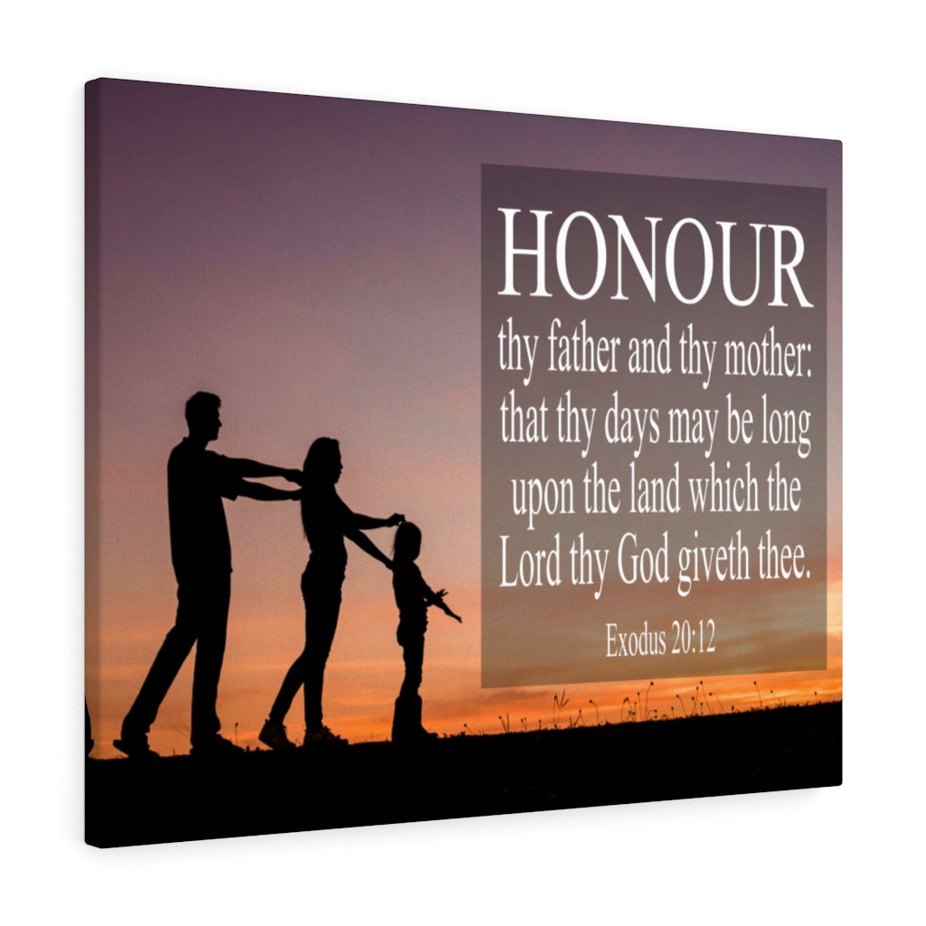 Scripture Walls Honour Thy Father and Thy Mother Exodus 20:12 Bible Verse Canvas Christian Wall Art Ready to Hang Unframed-Express Your Love Gifts