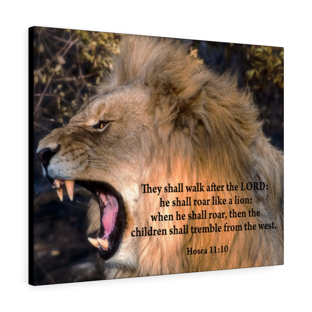 Scripture Walls Hosea 11:10 Roaring Lion of Judah Bible Verse Canvas Christian Wall Art Ready to Hang Unframed-Express Your Love Gifts