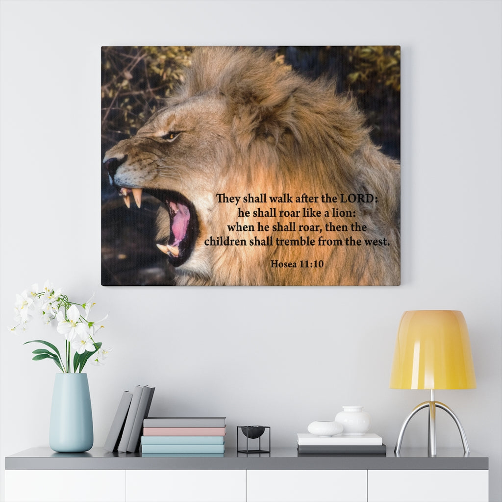 Scripture Walls Hosea 11:10 Roaring Lion of Judah Bible Verse Canvas Christian Wall Art Ready to Hang Unframed-Express Your Love Gifts
