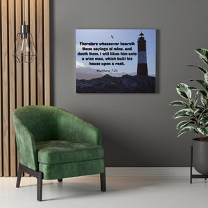 Scripture Walls House Upon a Rock Matthew 7:24 Bible Verse Canvas Christian Wall Art Ready to Hang Unframed-Express Your Love Gifts