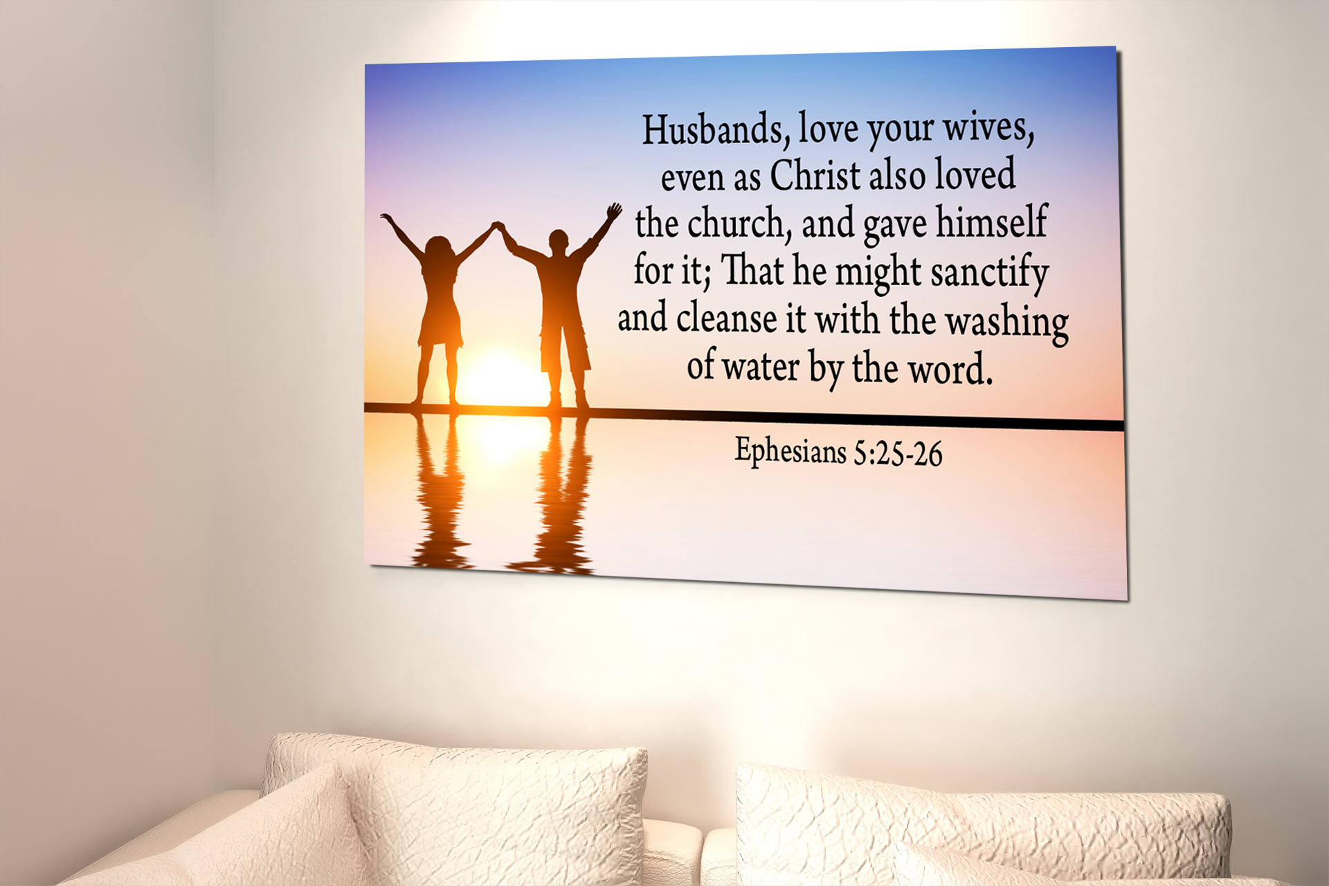 Scripture Walls Husbands Love Ephesians 5:25-26 Bible Verse Canvas Christian Wall Art Ready to Hang Unframed-Express Your Love Gifts
