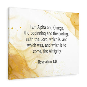 Scripture Walls I Am Alpha and Omega Revelation 1:8 Bible Verse Canvas Christian Wall Art Ready to Hang Unframed-Express Your Love Gifts
