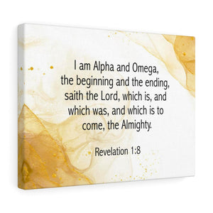 Scripture Walls I Am Alpha and Omega Revelation 1:8 Bible Verse Canvas Christian Wall Art Ready to Hang Unframed-Express Your Love Gifts