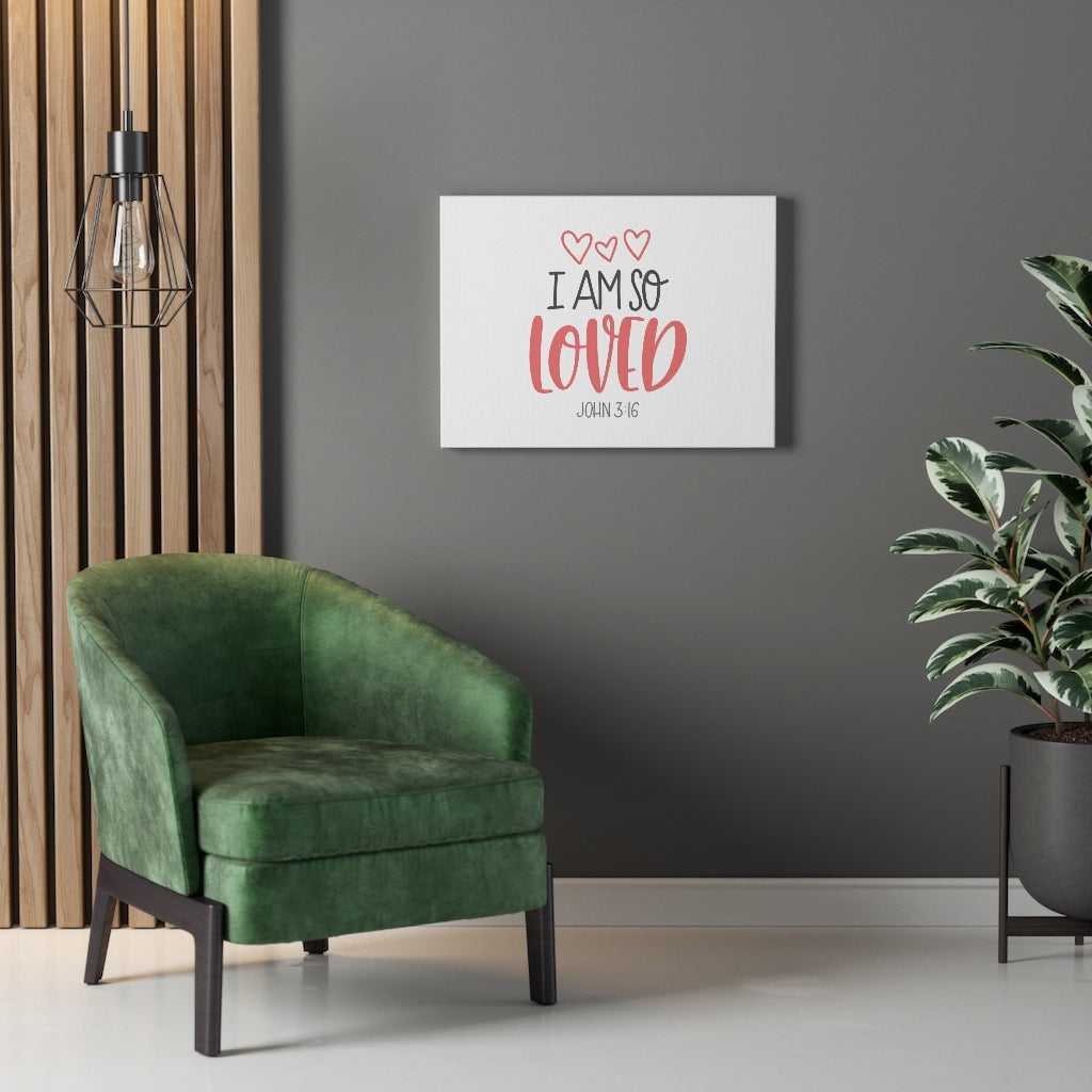 Scripture Walls I Am So Loved Hearts John 3:16 Bible Verse Canvas Christian Wall Art Ready to Hang Unframed-Express Your Love Gifts