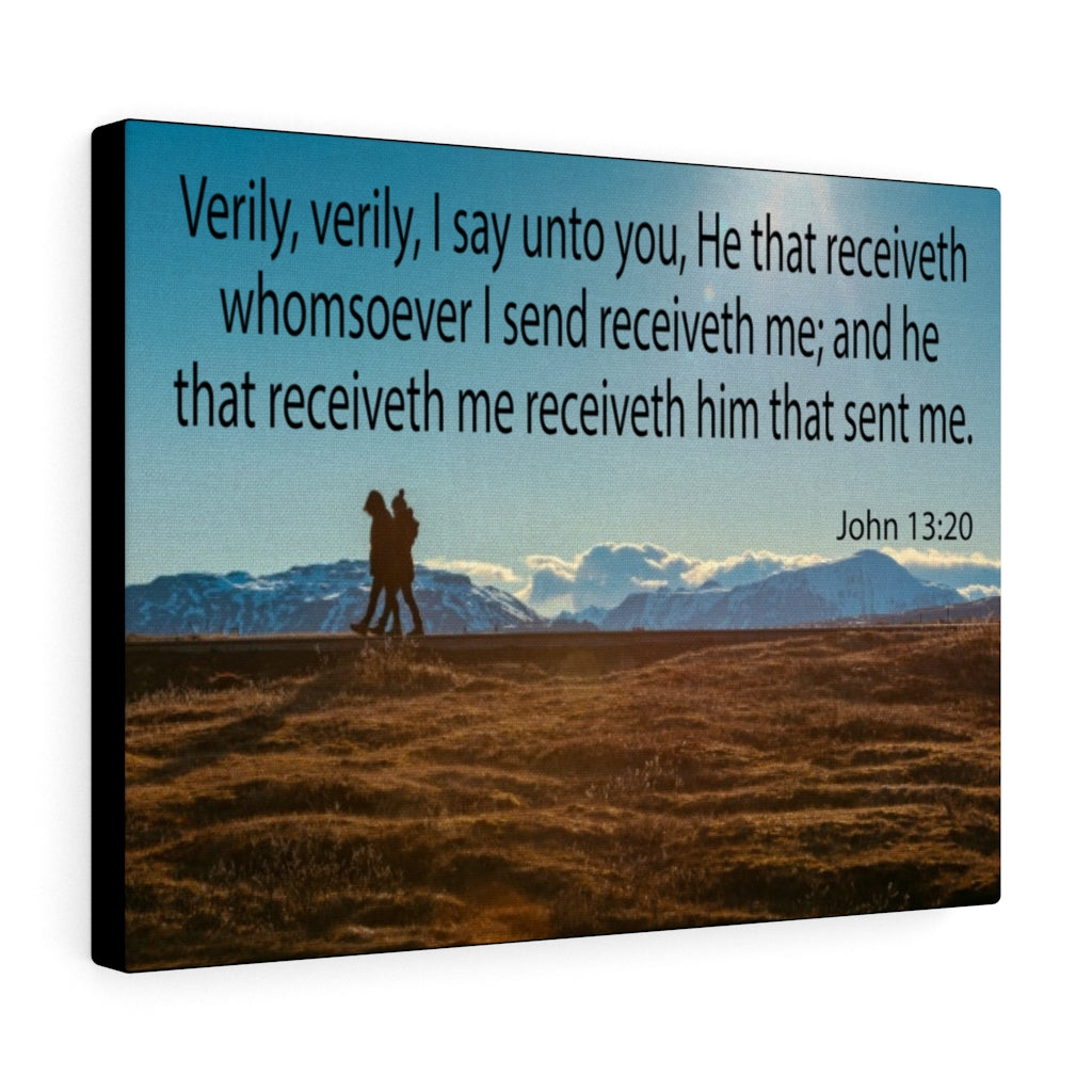 Scripture Walls I Say Unto You John 13:20 Bible Verse Canvas Christian Wall Art Ready to Hang Unframed-Express Your Love Gifts