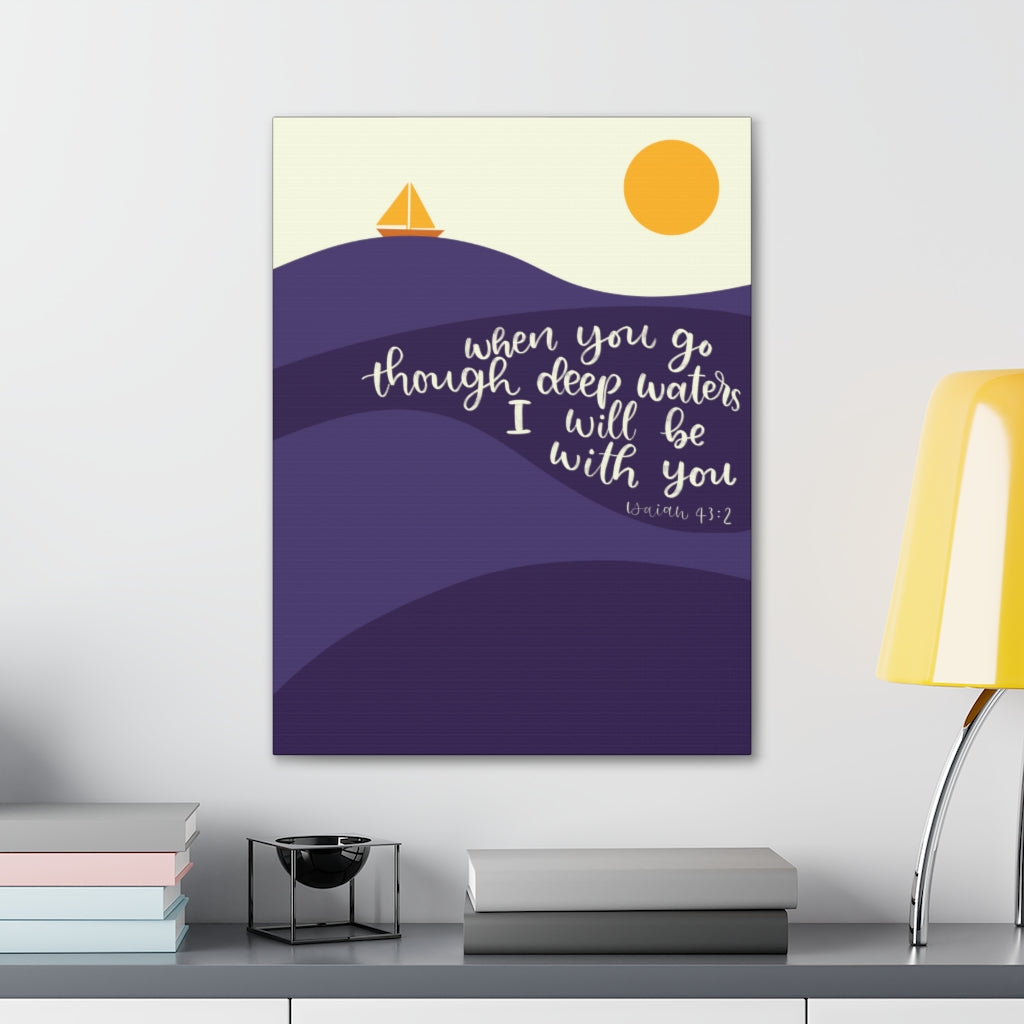 Scripture Walls I Will Be With You Sea Isaiah 43:2 Bible Verse Canvas Christian Wall Art Ready to Hang Unframed-Express Your Love Gifts