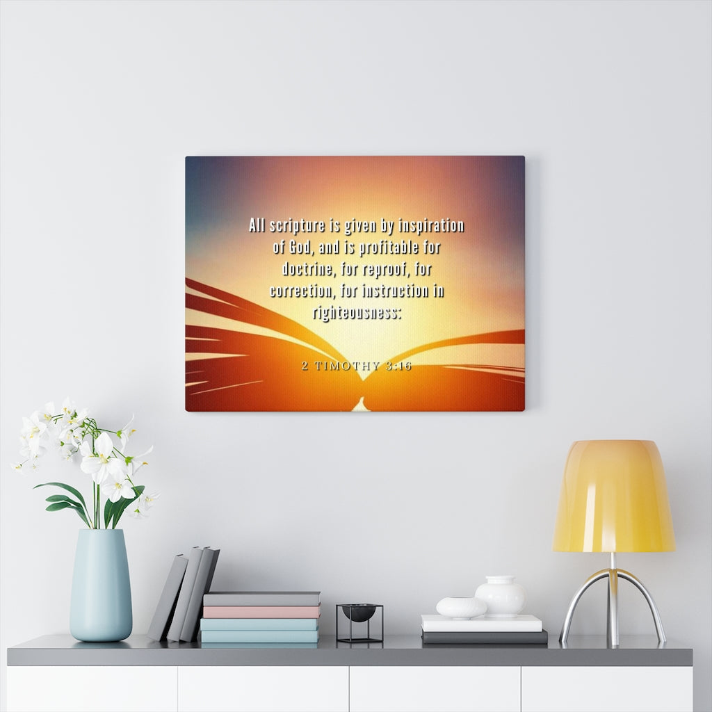 Scripture Walls Inspiration Of God 2 Timothy 3:16 Bible Verse Canvas Christian Wall Art Ready to Hang Unframed-Express Your Love Gifts