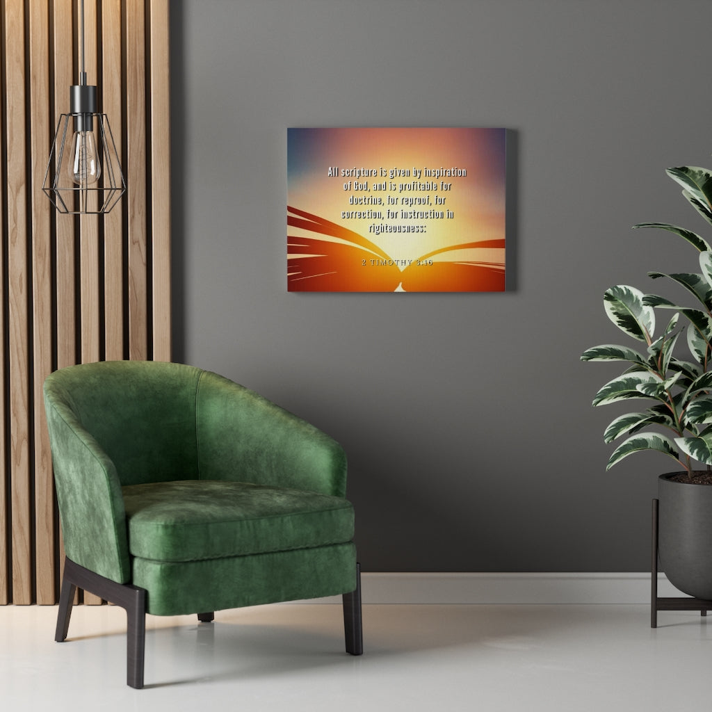 Scripture Walls Inspiration Of God 2 Timothy 3:16 Bible Verse Canvas Christian Wall Art Ready to Hang Unframed-Express Your Love Gifts