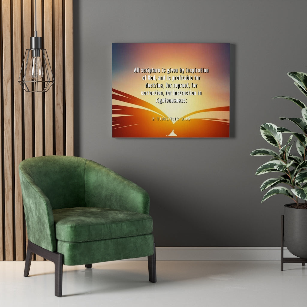 Scripture Walls Inspiration Of God 2 Timothy 3:16 Bible Verse Canvas Christian Wall Art Ready to Hang Unframed-Express Your Love Gifts