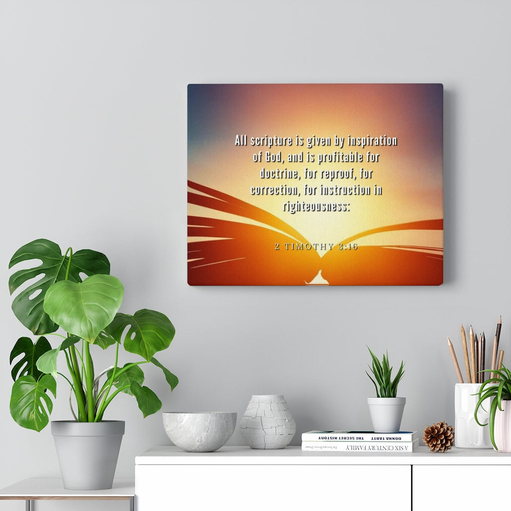 Scripture Walls Inspiration Of God 2 Timothy 3:16 Bible Verse Canvas Christian Wall Art Ready to Hang Unframed-Express Your Love Gifts