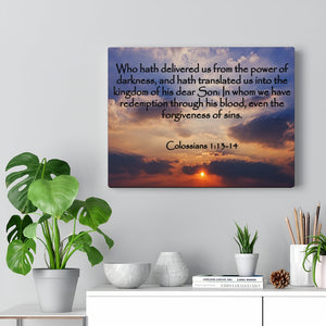 Scripture Walls Into The Kingdom of His Dear Son Colossians 1:13-14 Bible Verse Canvas Christian Wall Art Ready to Hang Unframed-Express Your Love Gifts
