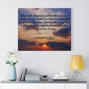 Scripture Walls Into The Kingdom of His Dear Son Colossians 1:13-14 Bible Verse Canvas Christian Wall Art Ready to Hang Unframed-Express Your Love Gifts