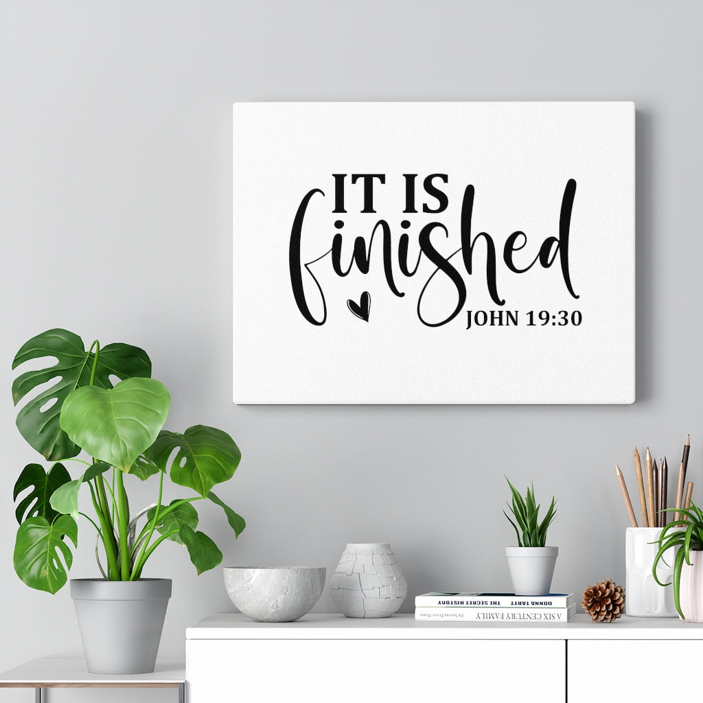 Scripture Walls It Is Finished Heart John 19:30 Bible Verse Canvas Christian Wall Art Ready to Hang Unframed-Express Your Love Gifts