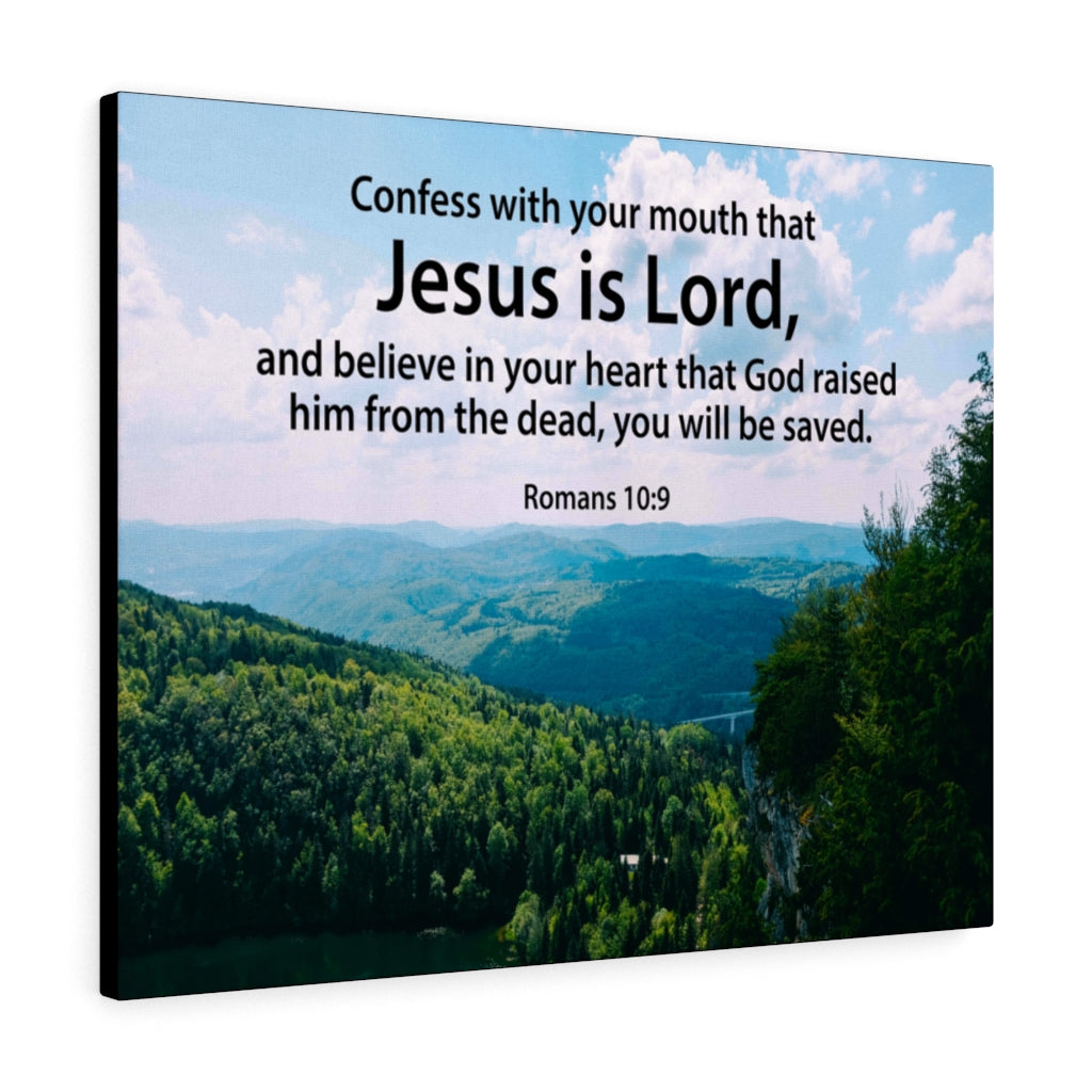 Scripture Walls Jesus is Lord Romans 10:9 Bible Verse Canvas Christian Wall Art Ready to Hang Unframed-Express Your Love Gifts