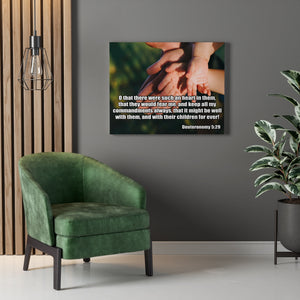 Scripture Walls Keep All My Commandments Deuteronomy 5:29 Bible Verse Canvas Christian Wall Art Ready to Hang Unframed-Express Your Love Gifts