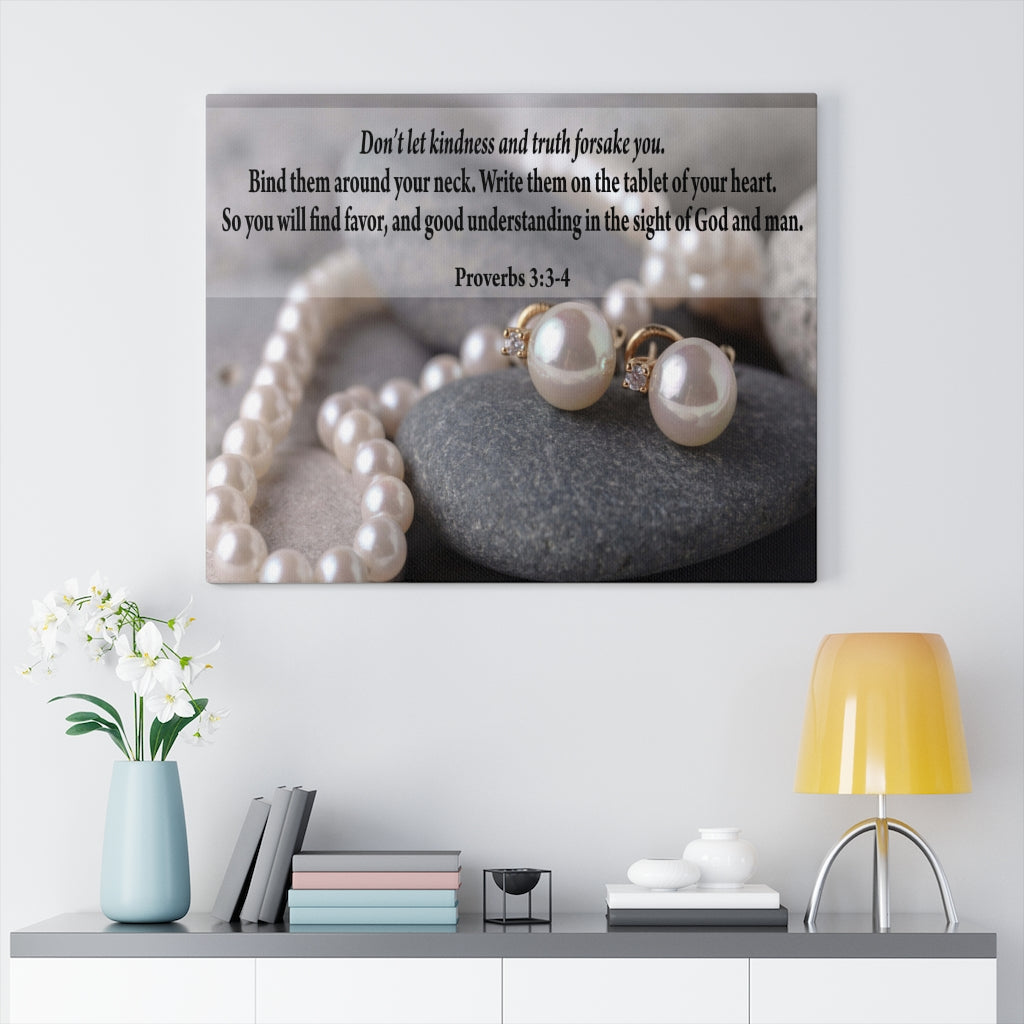 Scripture Walls Kindness and Truth Proverbs 3:3-4 Bible Verse Canvas Christian Wall Art Ready to Hang Unframed-Express Your Love Gifts