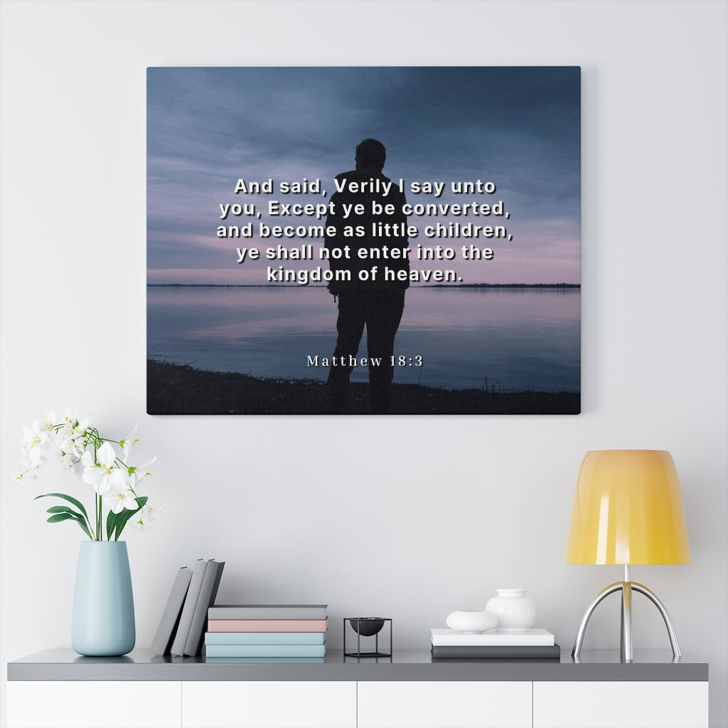 Scripture Walls Kingdom Of Heaven Matthew 18:3 Bible Verse Canvas Christian Wall Art Ready to Hang Unframed-Express Your Love Gifts