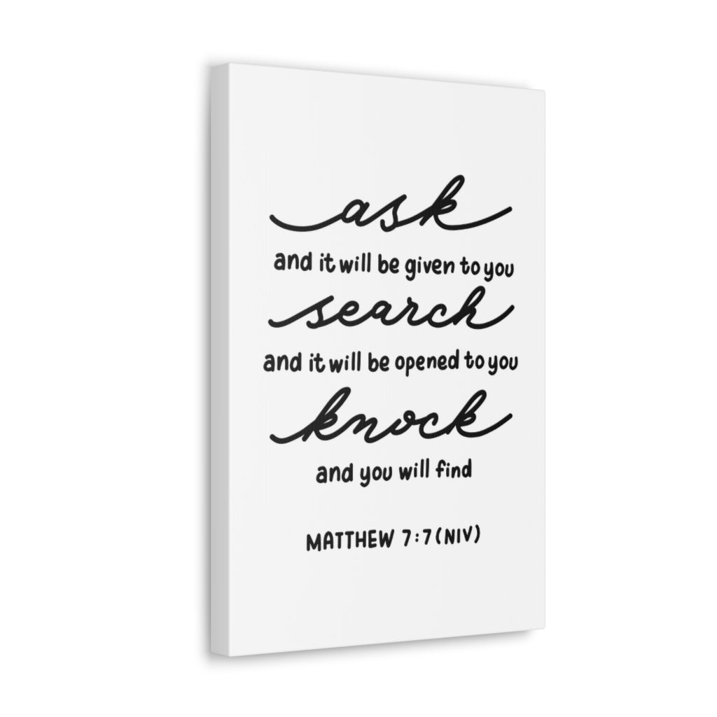 Scripture Walls Knock And You Will Find Matthew 7:7 Bible Verse Canvas Christian Wall Art Ready To Hang Unframed-Express Your Love Gifts