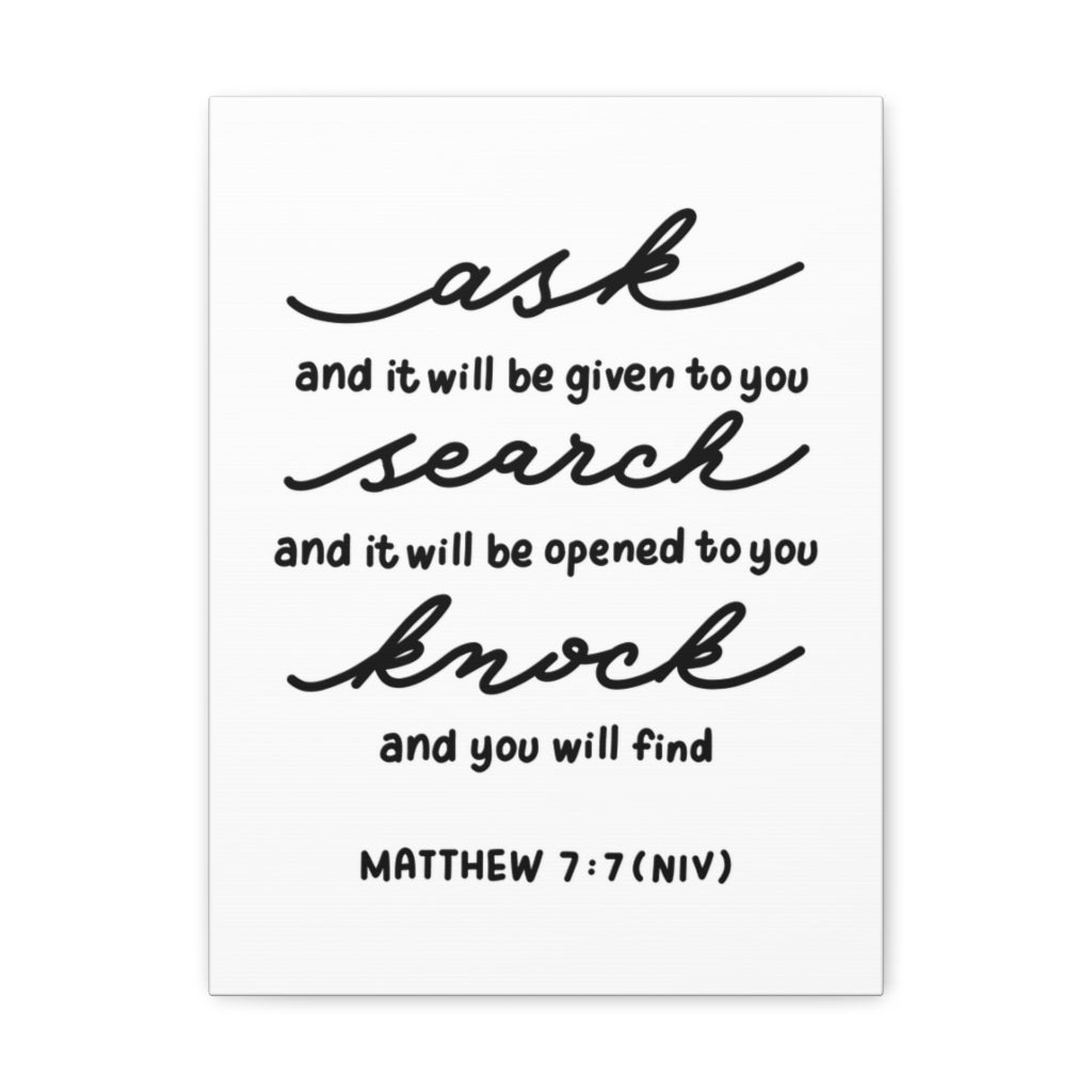 Scripture Walls Knock And You Will Find Matthew 7:7 Bible Verse Canvas Christian Wall Art Ready To Hang Unframed-Express Your Love Gifts