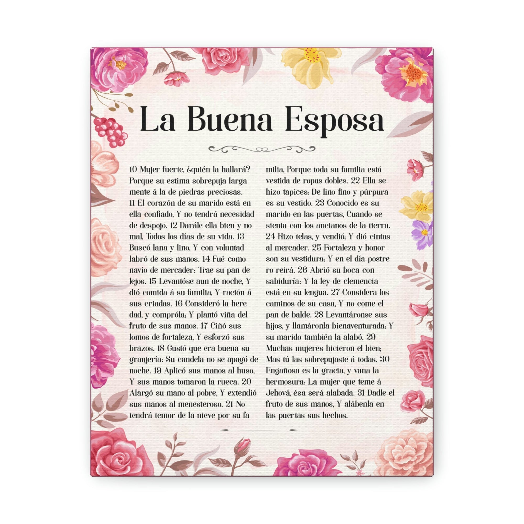 Scripture Walls La Buena Esposa Proverbios 31:10 Spanish Bible Verse Canvas Christian Wall Art Ready to Hang Unframed-Express Your Love Gifts