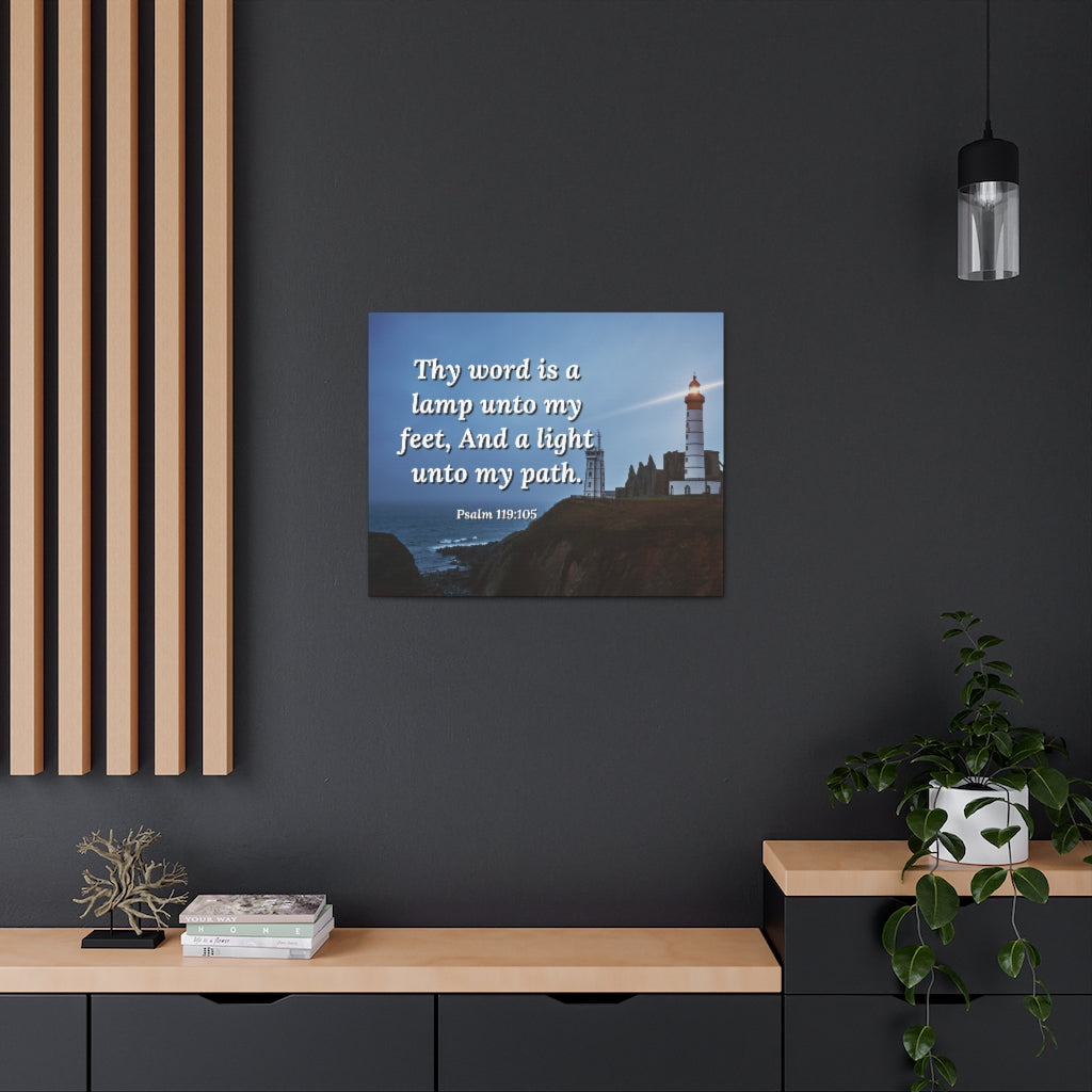 Scripture Walls Lamp Unto My Feet Psalm 119:105 Bible Verse Canvas Christian Wall Art Ready to Hang Unframed-Express Your Love Gifts