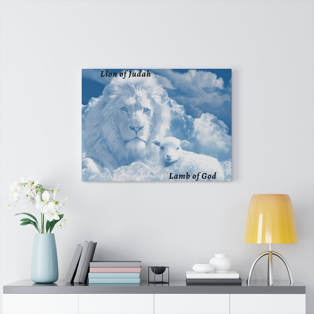 Scripture Walls Lion Of Judah Lamb Of God Bible Verse Canvas Christian Wall Art Ready to Hang Unframed-Express Your Love Gifts