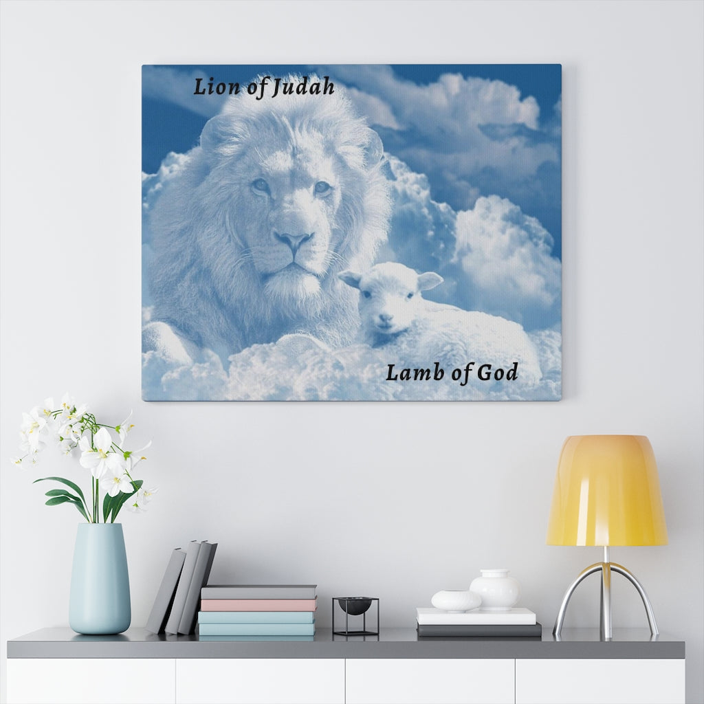 Scripture Walls Lion Of Judah Lamb Of God Bible Verse Canvas Christian Wall Art Ready to Hang Unframed-Express Your Love Gifts