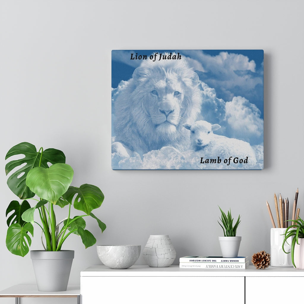 Scripture Walls Lion Of Judah Lamb Of God Bible Verse Canvas Christian Wall Art Ready to Hang Unframed-Express Your Love Gifts