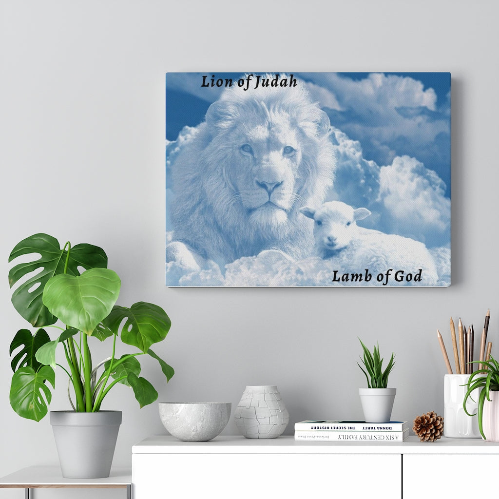 Scripture Walls Lion Of Judah Lamb Of God Bible Verse Canvas Christian Wall Art Ready to Hang Unframed-Express Your Love Gifts