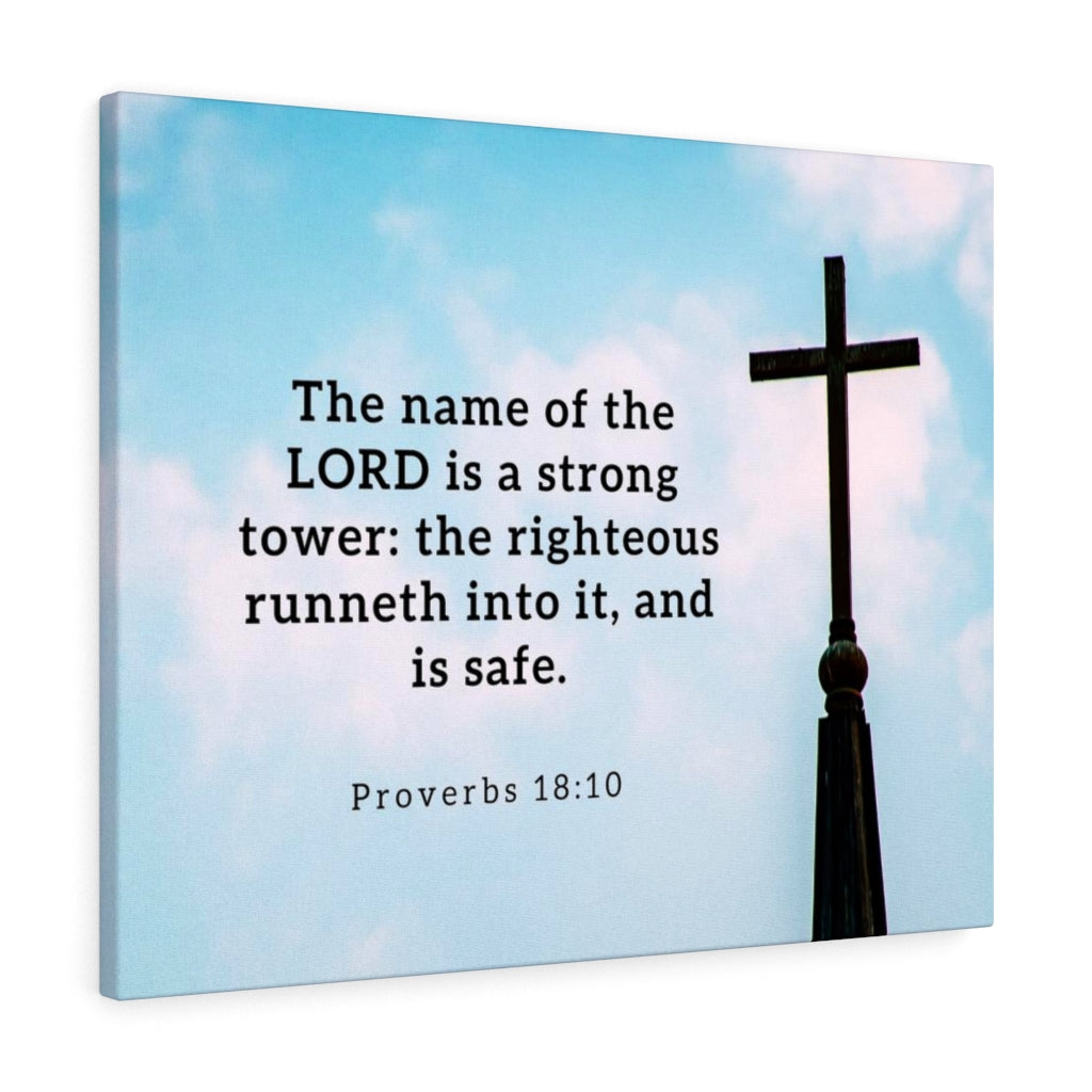 Scripture Walls Lord Is A Strong Tower Proverbs 18:10 Bible Verse Canvas Christian Wall Art Ready to Hang Unframed-Express Your Love Gifts