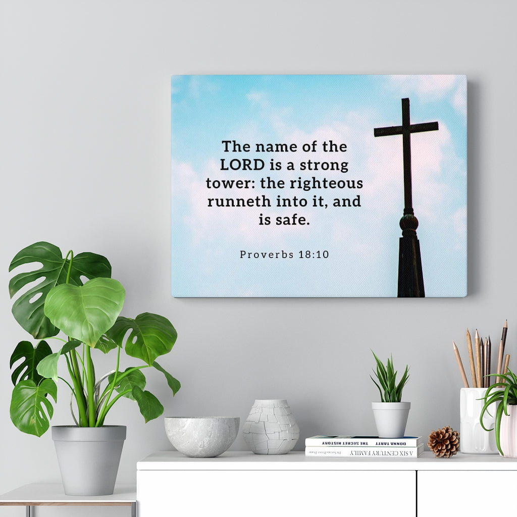 Scripture Walls Lord Is A Strong Tower Proverbs 18:10 Bible Verse Canvas Christian Wall Art Ready to Hang Unframed-Express Your Love Gifts