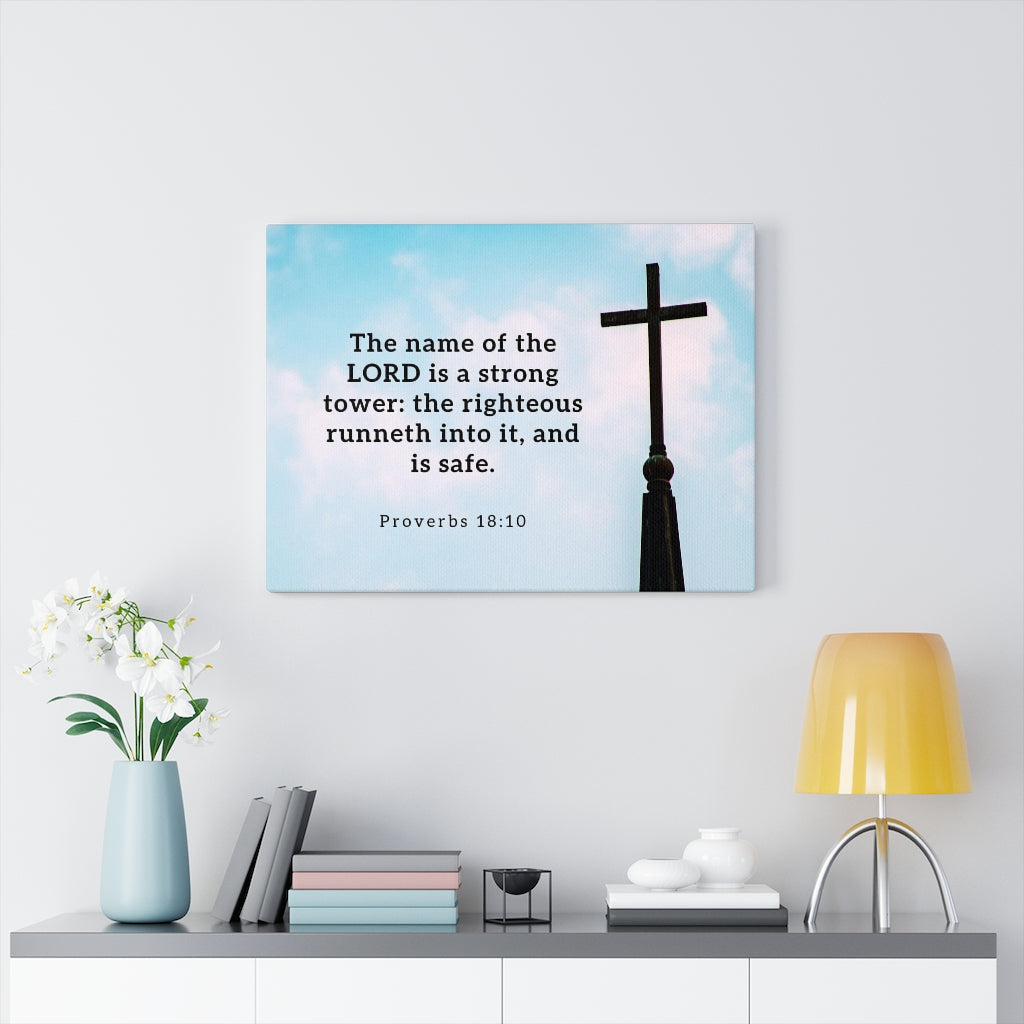 Scripture Walls Lord Is A Strong Tower Proverbs 18:10 Bible Verse Canvas Christian Wall Art Ready to Hang Unframed-Express Your Love Gifts