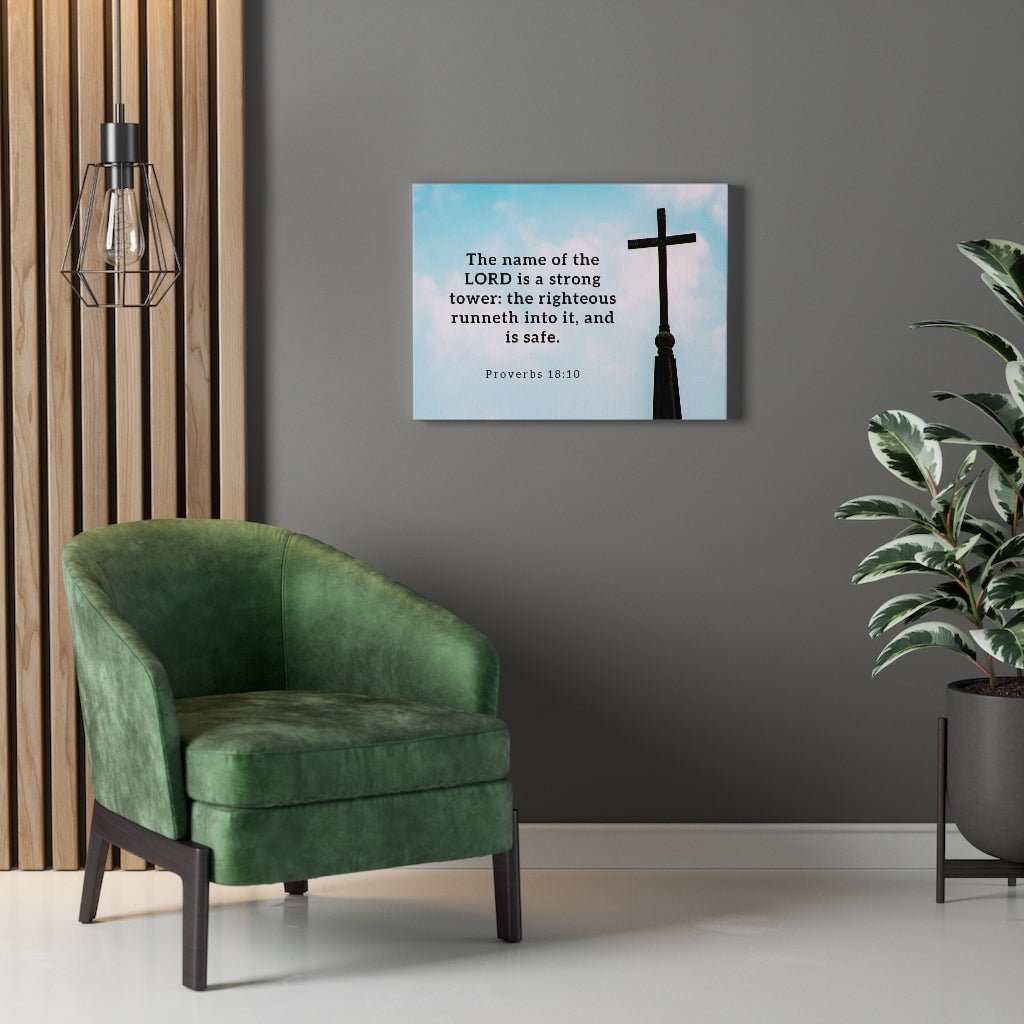 Scripture Walls Lord Is A Strong Tower Proverbs 18:10 Bible Verse Canvas Christian Wall Art Ready to Hang Unframed-Express Your Love Gifts