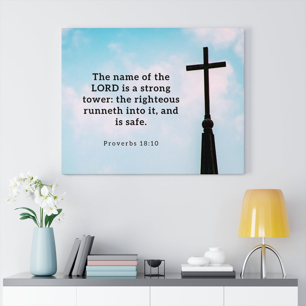 Scripture Walls Lord Is A Strong Tower Proverbs 18:10 Bible Verse Canvas Christian Wall Art Ready to Hang Unframed-Express Your Love Gifts