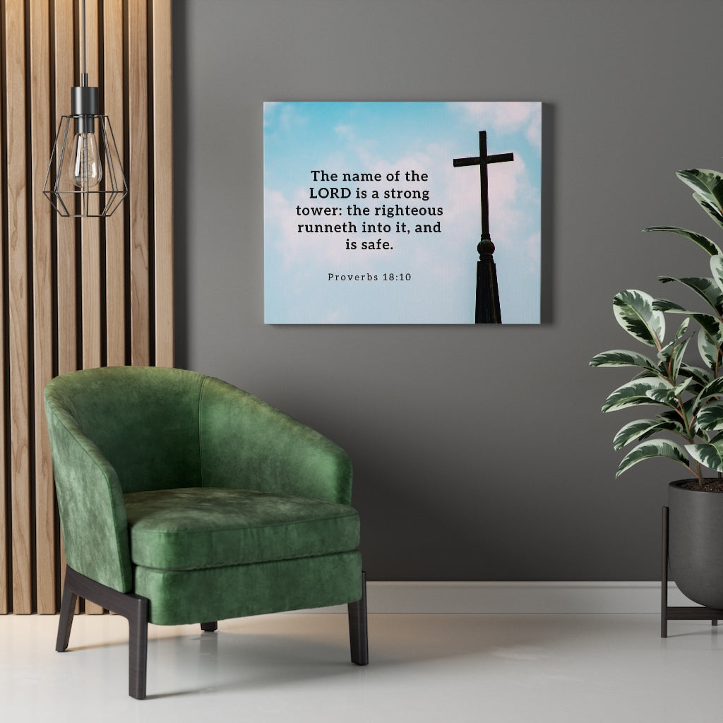 Scripture Walls Lord Is A Strong Tower Proverbs 18:10 Bible Verse Canvas Christian Wall Art Ready to Hang Unframed-Express Your Love Gifts