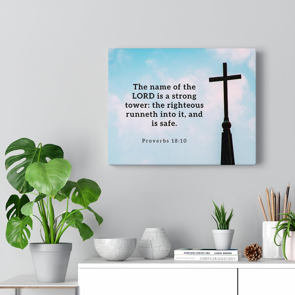 Scripture Walls Lord Is A Strong Tower Proverbs 18:10 Bible Verse Canvas Christian Wall Art Ready to Hang Unframed-Express Your Love Gifts