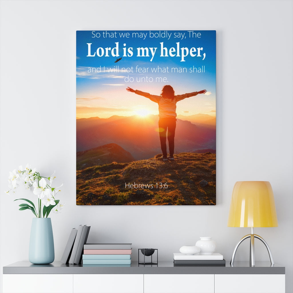 Scripture Walls Lord is My Helper Hebrews 13:6 Bible Verse Canvas Christian Wall Art Ready to Hang Unframed-Express Your Love Gifts