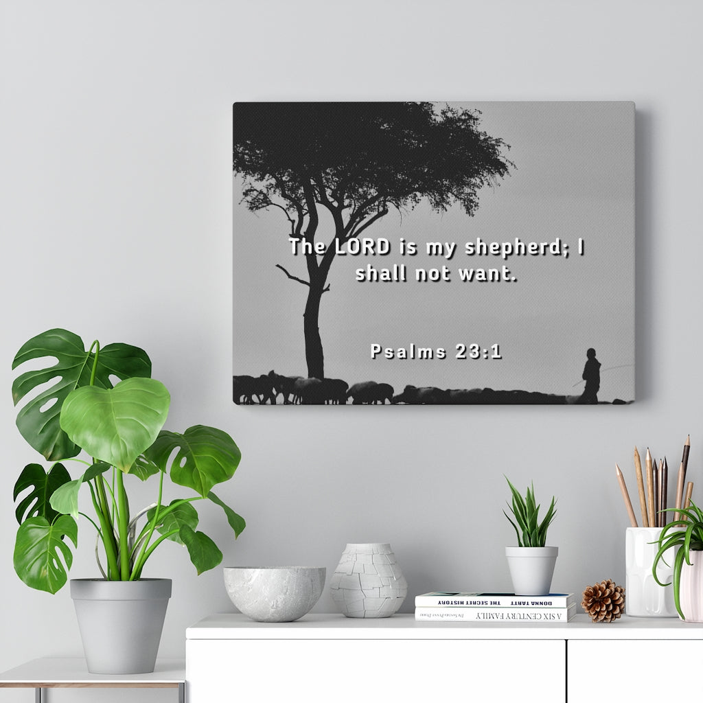 Scripture Walls Lord Is My Shepherd Psalms 23:1 Bible Verse Canvas Christian Wall Art Ready to Hang Unframed-Express Your Love Gifts