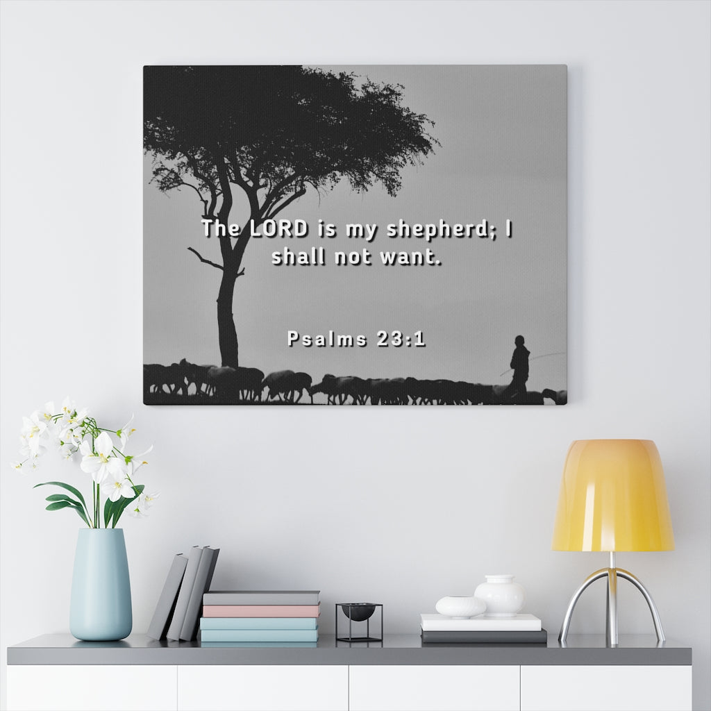 Scripture Walls Lord Is My Shepherd Psalms 23:1 Bible Verse Canvas Christian Wall Art Ready to Hang Unframed-Express Your Love Gifts