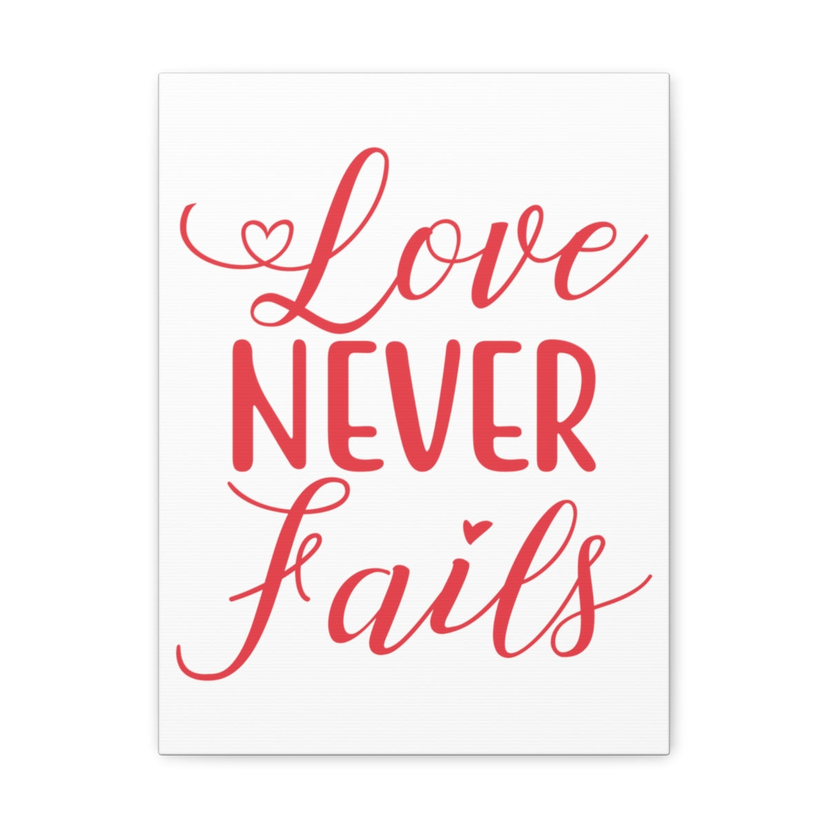Scripture Walls Love Never Fails 1 Corinthians 13:8 Red Christian Wall Art Print Ready to Hang Unframed-Express Your Love Gifts
