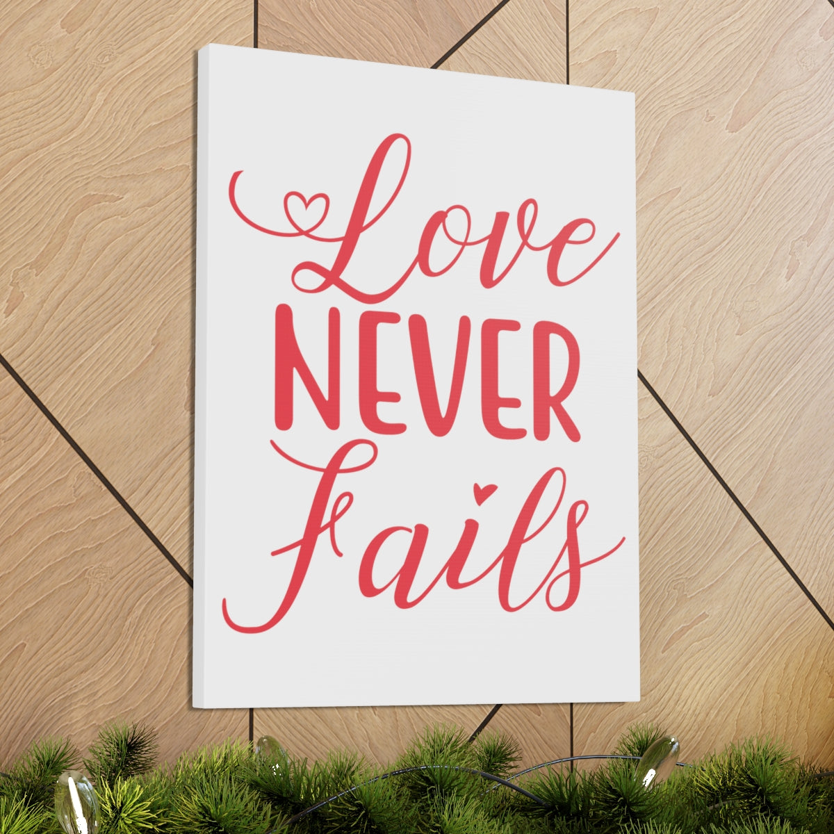 Scripture Walls Love Never Fails 1 Corinthians 13:8 Red Christian Wall Art Print Ready to Hang Unframed-Express Your Love Gifts