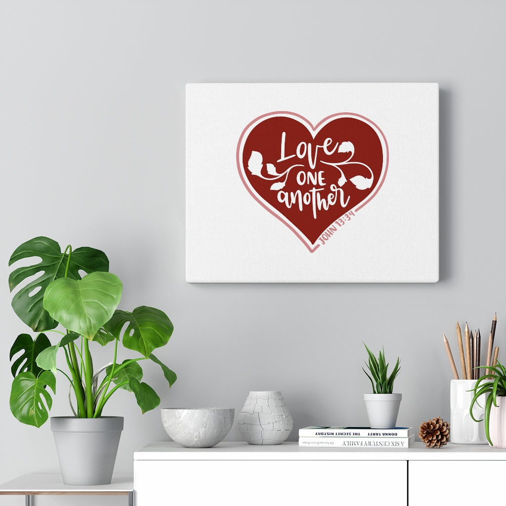 Scripture Walls Love One Another Heart John 13:34 Bible Verse Canvas Christian Wall Art Ready to Hang Unframed-Express Your Love Gifts