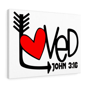 Scripture Walls Loved Heart John 3:16 Bible Verse Canvas Christian Wall Art Ready to Hang Unframed-Express Your Love Gifts