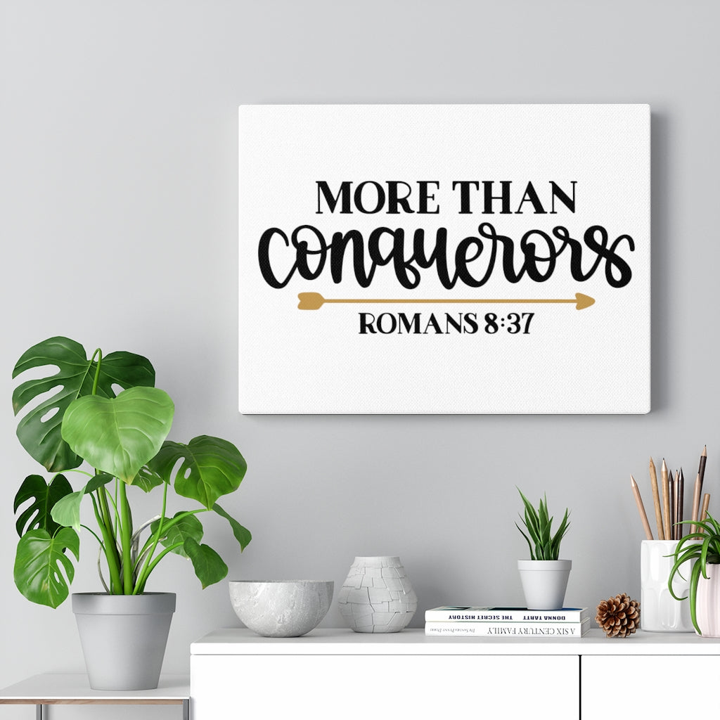 Scripture Walls More Than Conquerors Romans 8:37 Bible Verse Canvas Christian Wall Art Ready to Hang Unframed-Express Your Love Gifts