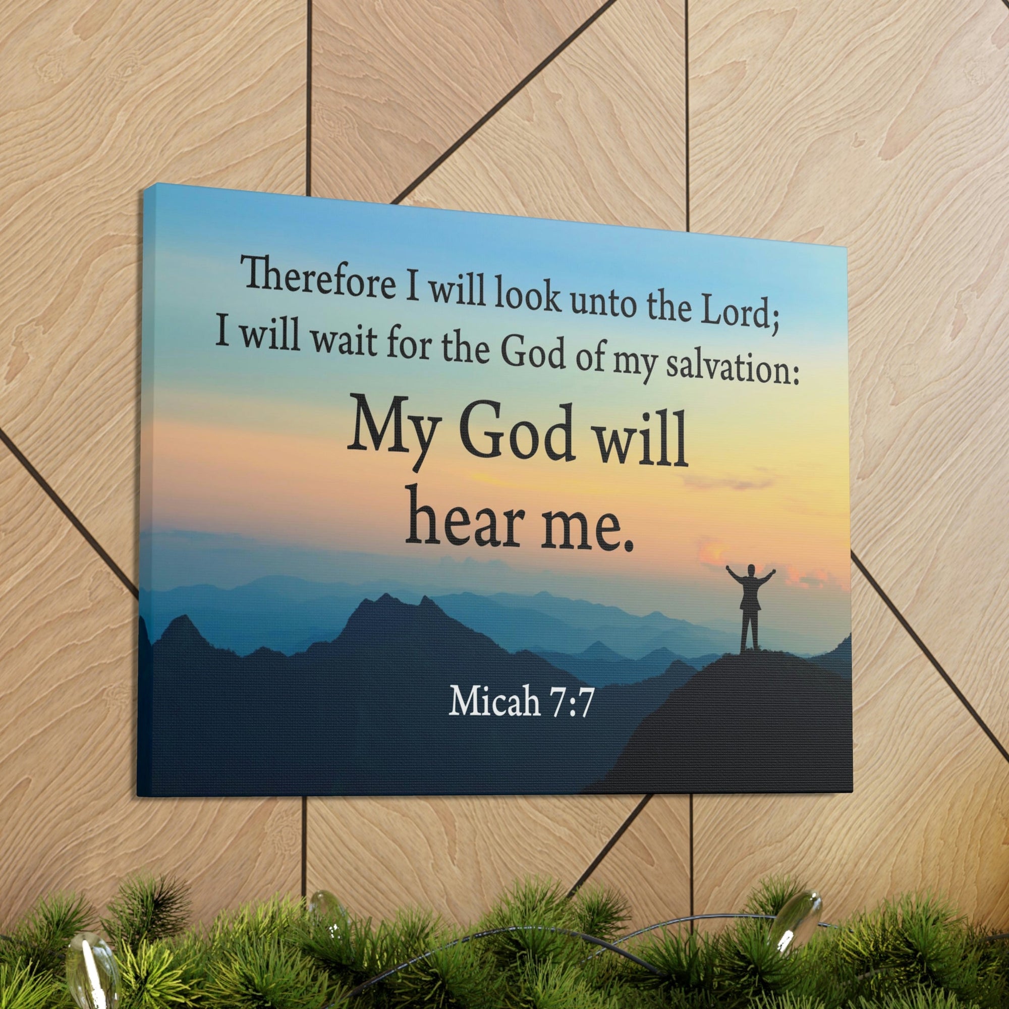 Scripture Walls My God Will Hear Me Micah 7:7 Bible Verse Canvas Christian Wall Art Ready to Hang Unframed-Express Your Love Gifts