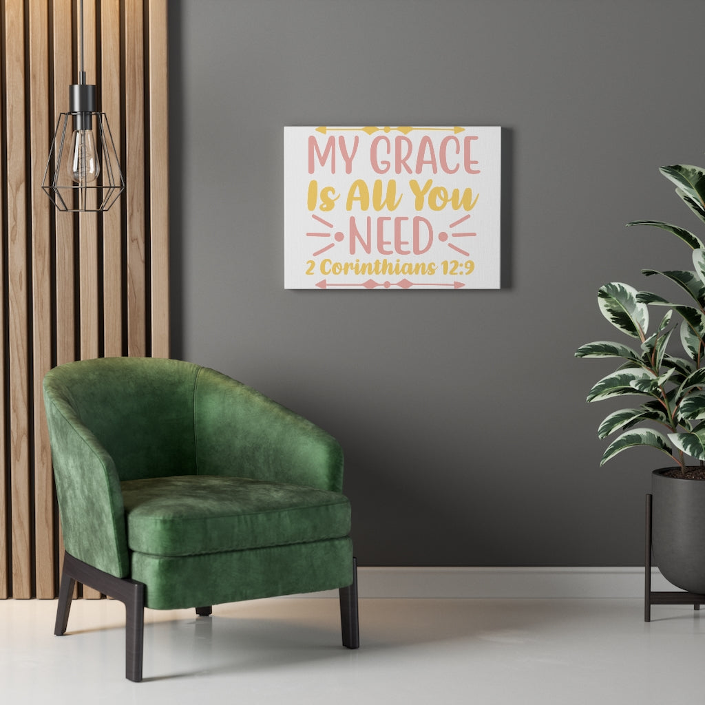 Scripture Walls My Grace Is 2 Corinthians 12:9 Bible Verse Canvas Christian Wall Art Ready to Hang Unframed-Express Your Love Gifts