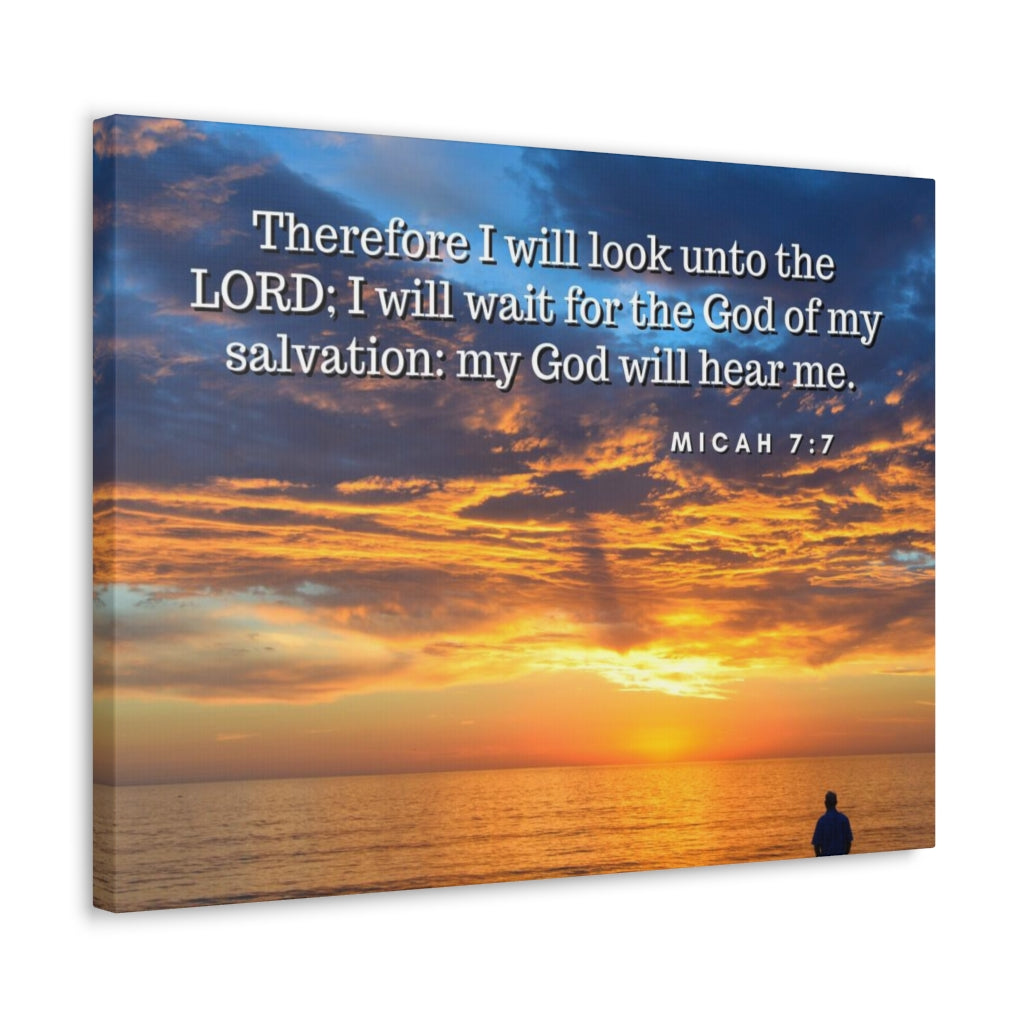 Scripture Walls My Salvation Micah 7:7 Bible Verse Canvas Christian Wall Art Ready to Hang Unframed-Express Your Love Gifts