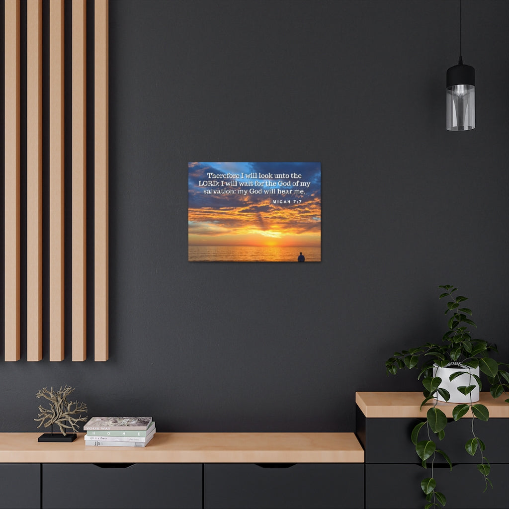Scripture Walls My Salvation Micah 7:7 Bible Verse Canvas Christian Wall Art Ready to Hang Unframed-Express Your Love Gifts
