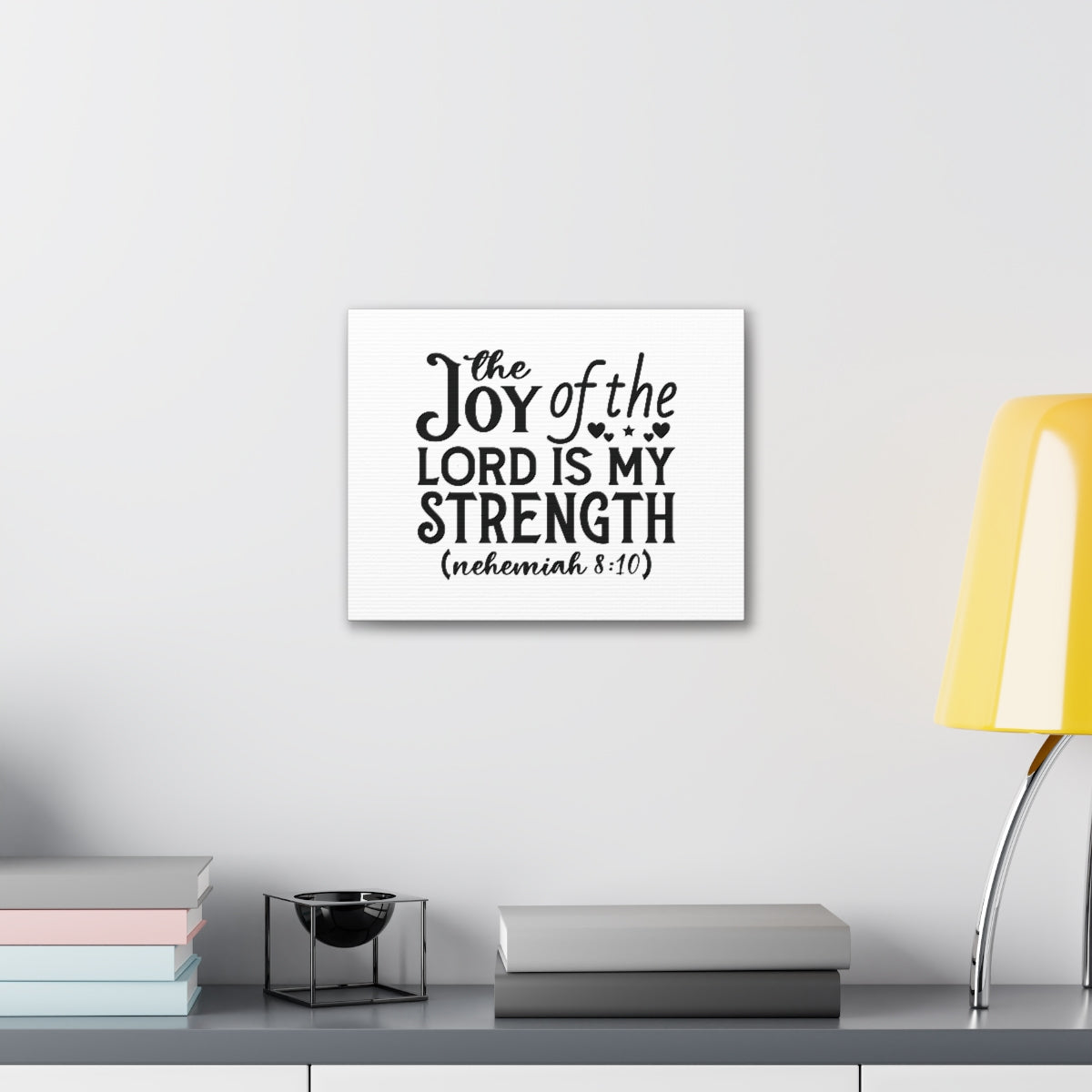 Scripture Walls My Strength Nehemiah 8:10 Hearts Bible Verse Canvas Christian Wall Art Ready to Hang Unframed-Express Your Love Gifts