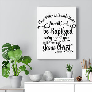 Scripture Walls Name Of Jesus Acts 2:38 Bible Verse Canvas Christian Wall Art Ready to Hang Unframed-Express Your Love Gifts